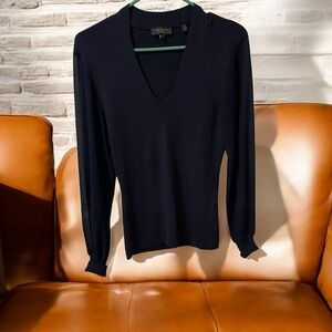 Ted Baker London Womens Sweater (US Size 4-6) UK Size 2 Sheer Sleeves Navy Blue